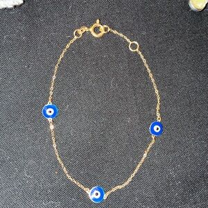 NWT 14 kt gold Evil Eye 7.25” Bracelet Made in Italy